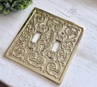 Ornate Vintage-style Gold Brass Decorative Double Switch Plate Cover