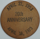 1973 Delaware Valley Coin Club 20th Anniversary Wooden Nickel   2 