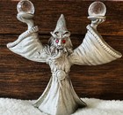 Spoontiques 1987  Pewter Wizard Fantasy Figurine With 2 Crystal Balls Cmr588 