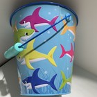 Child Metal Bucket Plastic Handle Tin Pail Easter Basket Sand Birthday Shark New