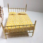 Bedoom Set Brass Bed Chaise Rocking Horse Dollhouse Miniature Furniture 1 12