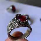 Very Stunning Ancient Silver Color Antique Roman Ring With Red Stone Amazing