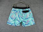 Hurley Swim Trunks Men L Blue Pink Board Shorts Bathing Suit Pocket Tropical 5in