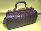Genuine Alligator Antique Gladstone Brown Doctors Bag