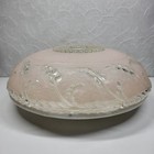 Vintage Glass Light Fixture Cover 14  Pink Frosted Floral Etched Ceiling Fixture