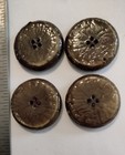 Vintage Large Brown Two Tone Buttons Lot 4 Matching 4 Hole Coat Sewing 1   