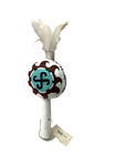 Vintage Native American Hopi Gourd Dance Rattle Multicolor With White Feathers
