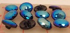 12 Vintage Med Czech Glass Shank Buttons Facets Blue Teal Purple Ab 17 5mm   380
