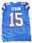 Uf Florida Gators Tim Tebow Signed Full Name Game Cut Jersey Heisman Beckett 15