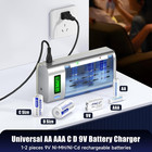 Battery Charger For C D Aa Aaa 9v Ni-mh Ni-cd Rechargeable Batteries
