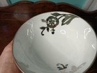 Vtg Mid Century White Silver Glass Footed Rose Flower Bowl Trinket Candy Dish 