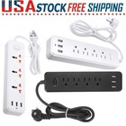 Heavy Duty Power Strip Surge Protector 4-outlets Plug 3-usb Ports 4ft Cables