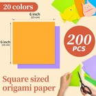 Origami Paper  200 Sheets  20 Colors  6 Inch Square  Double Sided Colored Paper 