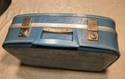 Vintage Small Blue Suitcase Travel Case Luggage Excellent Condition 