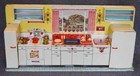Circa 1950 s Louis Marx Tin Litho Modern Kitchen Pretty Maid Play Set W Orig Box