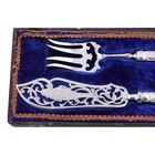 German 800 Silver - Art Nouveau - Boxed Fish Serving Knife And Fork