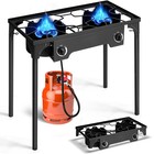 Outdoor Double Stove Propane Burner Portable 2 Cooker Sturdy Bbq Grill 150000btu