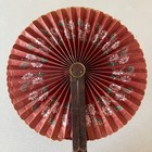 Vintage Wood   Paper Hand Fan Fold Up 1920-1930 Japan 2 Sided