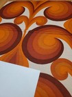 Awesome Rare Vintage Mid Century Retro 70s Org Brown Loop Curls Sml Fabric  Wow 