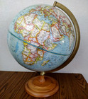 Vintage Y2k World Globe 12  George Cram National Geographic Brass Semi-meridian