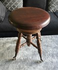Antique Chas Parker Co Adjustable Wood Piano Stool Iron Claw Feet Victorian Era