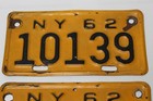 Vintage Lot Of 2 New York Motorcycle License Plates 1962 Embossed Metal Tag