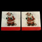 Skiing Santa Cocktail Decoupage Paper Napkins Set Of 2 Retro Vintage Christmas