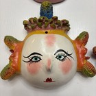 Lot Of 4 Hand Painted Folk Art Coconut Masks Mexico Decor Nautical Vintage 4pc