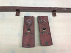 Antique Barn Door Sliders Single Rollers With 6  Foot Track Vtg Old Red 1145-26b