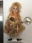 4 5    Antique German All Bisque Unbranded Jointed Doll Blue Glass Eyes Blonde  q