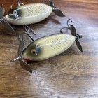  2  Heddon Sos Minnow Fishing Lures  Vintage Topwater  Wood  Flitter Shad