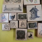 Wood Block Rubber Stamp Lot Of 18 Scrapbooking Card Making Crafting