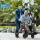Elenker All-terrain 2 In 1 Rollator Walker   Transport Chair  Folding Wheelchair