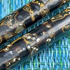 4 Vtg 60s Japanese Ornamental Chopsticks Brown Lacquer Inlay Abalone Hairpins
