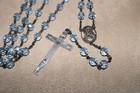 Vintage Rosary Sterling Silver And Blue Glass Beads  read 