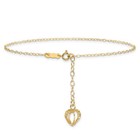 14k Solid Yellow Gold Oval Link Chain Heart Cage Anklet Bracelet