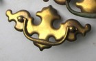 Vintage Set Of 4 Brass Batwing Drawer Pulls  And Two Faux Key Hole Plates