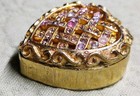Vtg Schiaparelli Shocking Solid Cream Perfume Heart Pendant Locket Rhinestone