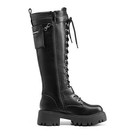 Fashion Combat Riding Platform Knee High Boots Lace Up Motorcycle Boot For Women