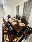 9-piece Rectangular Dark Wood Dining Table Set  Seats 8  8 Chairs