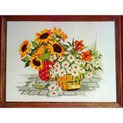 Vintage Crewel Embroidery Kit Sunflowers Basket Of Flowers Daisies 