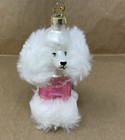 Blown Glass 5  Poodle Ornament White With Pink North Pole Trading Co 