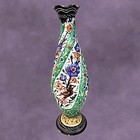 Vintage Persian Hand-painted Metal Vase With Textured Flowers   Bird 8 5 