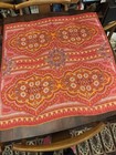 Vera Neumann Vintage Silk Scarf Orange Yellow Pink Paisley 34 5  Square Ladybug