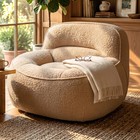 Bean Bag Chair For Adults  Teddy Fleece Lounge Chair  Light Orange