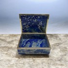 Vintage Genuine Blue Lapis Lazuli Stone Trinket Jewelry Box Antique Massive Old