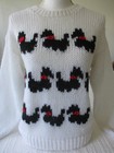 1980s Scottish Terrier Sweater Medium Vintage Acrylic Hand Knit Scottie Dog S M