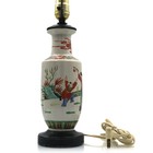 19th C Chinese Famille Verte Porcelain Vase Lamp Kangxi Style Vintage Antique