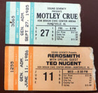 Vtg  Rock Concert Tickets Huntsville Al Motley Crue Aerosmith Van Halen Nugent