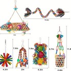 Bird Toys Set Parrot Chew Toys Wooden Hammock Swing Perch 6pc For Cage
